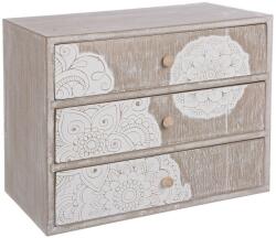 Bizzotto Caseta bijuterii cu 3 sertare lemn natur alb Shiva 28.5 cm x 17 cm x 20.5 h (0130655)