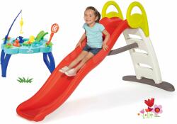 Smoby Set tobogan cu jet de apă Funny Toboggan de 2 metri Smoby și masă de pescuit cu undiță și plasă (SM820402-3)