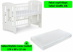 Klups Patut Klups Safari Giraffe Alb + Saltea 12 Confort II