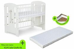Klups Patut KLUPS Safari Giraffe Alb + Saltea 10 Confort II
