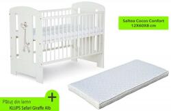 Klups Patut fara sertar KLUPS Safari Giraffe Alb + Saltea 8 Cocos Confort II - shop-doa