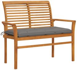vidaXL Bancă de grădină, cu pernă gri, 112 cm, lemn masiv de tec (3062665)