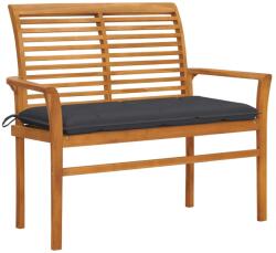 vidaXL Bancă de grădină, cu pernă antracit, 112 cm, lemn masiv de tec (3062664)