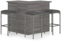 vidaXL Set mobilier bar de grădină, cu perne, 4 piese, gri, poliratan (3064924) - vidaxl
