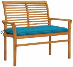 vidaXL Bancă de grădină, pernă albastru deschis, 112 cm lemn masiv tec (3062668)