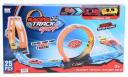 Magic Toys Racing Track 25db-os versenypálya szett duplahurkos kanyarral és 2db hátrahúzható autóval 1/64 (MKK583629) - innotechshop
