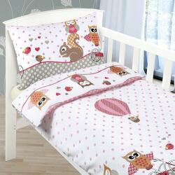 Bellatex Lenjerie de pat din bumbac, pentru copii, AgataBufniță roz, 90 x 135 cm, 45 x 60 cm Lenjerie de pat