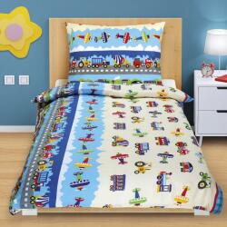 Bellatex Lenjerie de pat din bumbac, pentru copii, JuniorAvioane și mașini, 140 x 200 cm, 70 x 90 cm Lenjerie de pat