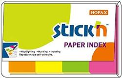  Stick index hartie color 50 x 20 mm, 4 x 50 file/set, Stick"n - 4 culori neon (HO-21205)