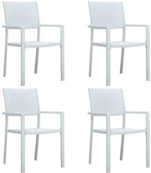 vidaXL Scaune de grădină, 4 buc. , alb, plastic, aspect ratan (47888)
