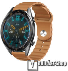 Okosóra loop szilikon szíj - KHAKI - 109mm+95mm hosszú, 22mm széles, 160-220mm csuklóméretig ajánlott - SAMSUNG Galaxy Watch 46mm / Watch GT2 46mm / Watch GT 2e / Gear S3 Frontier / Honor MagicWatch 2
