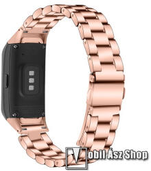  Okosóra szíj - rozsdamentes acél, csatos - ROSE GOLD - 191mm hosszú, 140mm-től 193mm-es méretű csuklóig ajánlott - SAMSUNG SM-R370 Galaxy Fit