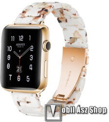  Okosóra műanyag szíj - 165mm hosszú, 22mm széles - FEHÉR / ARANY - HUAWEI Watch GT / HUAWEI Watch Magic / Watch GT 2 46mm / Honor MagicWatch 2 46mm