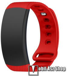  Okosóra szíj - PIROS - szilikon, L-es méret, 90mm+123mm hosszú, 150mm-től 213mm-es méretű csuklóig ajánlott - SAMSUNG Gear Fit 2 SM-R360 / Samsung Gear Fit 2 Pro SM-R365