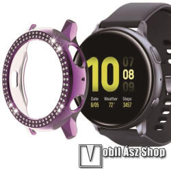 Okosóra műanyag védő tok / keret - LILA - Strassz kővel díszített - SAMSUNG Galaxy Watch Active2 44mm