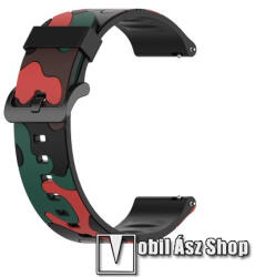 Okosóra szíj - szilikon, TEREPMINTÁS - PIROS - 125mm + 84mm hosszú, 19mm széles - Xiaomi Haylou Solar LS01 / Umidigi Uwatch3 / Uwatch3 GPS / UFit / Uwatch GT