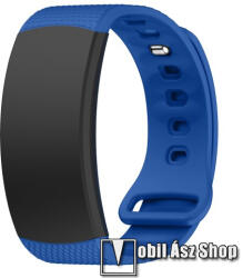  Okosóra szíj - TENGERÉSZKÉK - szilikon, L-es méret, 90mm+123mm hosszú, 150mm-től 213mm-es méretű csuklóig ajánlott - SAMSUNG Gear Fit 2 SM-R360 / Samsung Gear Fit 2 Pro SM-R365