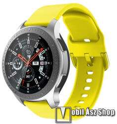  Okosóra szíj - szilikon - CITROMSÁRGA - 116mm + 83mm hosszú, 22mm széles, 130mm-től 205mm-es méretű csuklóig ajánlott - SAMSUNG Galaxy Watch 46mm / SAMSUNG Gear S3 Classic / SAMSUNG Gear S3 Frontier