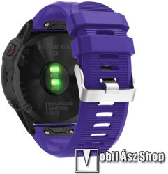 Okosóra szíj - szilikon, textúrált mintás - LILA - 26mm, QUICKFIT, 94+127mm hosszú, 135-225mm csuklóig - Garmin Fenix 5X / 5X Plus / 5X Plus Sapphire / 6X / 6X Sapphire / 6X Pro / 6X Pro Solar / 6X Pr