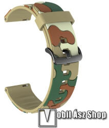  Okosóra szíj - szilikon, TEREPMINTÁS - KHAKI - 125mm + 85mm hosszú, 20mm széles - SAMSUNG Galaxy Watch 42mm / Amazfit GTS / HUAWEI Watch GT 2 42mm / Galaxy Watch Active / Active 2
