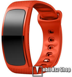  Okosóra szíj - NARANCSSÁRGA - szilikon, L-es méret, 90mm+123mm hosszú, 150mm-től 213mm-es méretű csuklóig ajánlott - SAMSUNG Gear Fit 2 SM-R360 / Samsung Gear Fit 2 Pro SM-R365