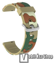  Okosóra szíj - szilikon, TEREPMINTÁS - KHAKI - 115mm+85mm hosszú, 22mm széles, 160-220mm csuklóméretig ajánlott - HUAWEI Watch GT / HUAWEI Watch GT 2e / HUAWEI Watch GT 2 46mm / Honor MagicWatch 2 46m