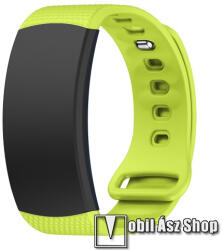 Okosóra szíj - ZÖLD - szilikon, L-es méret, 90mm+123mm hosszú, 150mm-től 213mm-es méretű csuklóig ajánlott - SAMSUNG Gear Fit 2 SM-R360 / Samsung Gear Fit 2 Pro SM-R365