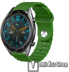 Okosóra loop szilikon szíj - ZÖLD - 109mm+95mm hosszú, 22mm széles, 160-220mm csuklóméretig ajánlott - SAMSUNG Galaxy Watch 46mm / Watch GT2 46mm / Watch GT 2e / Gear S3 Frontier / Honor MagicWatch 2