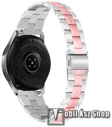 Fém okosóra szíj - RÓZSASZÍN / EZÜST - rozsdamentes acél, csatos, 184mm hosszú, 22mm széles - SAMSUNG Galaxy Watch 46mm / Watch GT2 46mm / Watch GT 2e / Galaxy Watch3 45mm / Honor MagicWatch 2 46mm