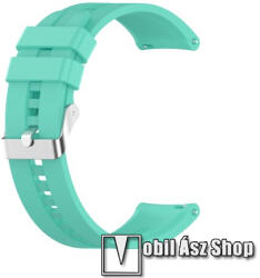 Okosóra szíj - környezetbarát szilikon - CYAN - 120mm+90mm hosszú, 22mm széles - SAMSUNG Galaxy Watch 46mm / Watch GT2 46mm / Watch GT 2e / Galaxy Watch3 45mm / Honor MagicWatch 2 46mm