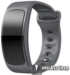  Okosóra szíj - SZÜRKE - szilikon, L-es méret, 90mm+123mm hosszú, 150mm-től 213mm-es méretű csuklóig ajánlott - SAMSUNG Gear Fit 2 SM-R360 / Samsung Gear Fit 2 Pro SM-R365