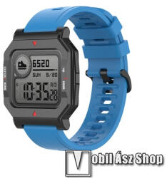  Okosóra szíj - szilikon - ÉGSZÍNKÉK - 120mm+85mm hosszú, 20mm széles, 140-220mm átmérőjű csuklóméretig - SAMSUNG Galaxy Watch 42mm / Amazfit GTS / Galaxy Watch3 41mm / HUAWEI Watch GT 2 42mm / Galaxy 