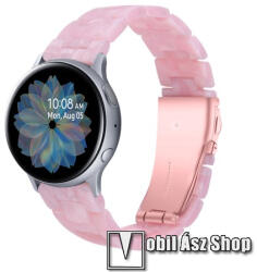 Okosóra műanyag szíj - RÓZSASZÍN - pillangó csat - 165mm hosszú, 20mm széles, 145-200mm-es méretű csuklóig ajánlott - SAMSUNG Galaxy Watch 42mm / Amazfit GTS / Galaxy Watch3 41mm / HUAWEI Watch GT 2 4