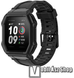 Okosóra szíj - szilikon - FEKETE - 121mm+ 91mm hosszú, 140-220mm-es csuklóméretig ajánlott - Xiaomi Amazfit Ares