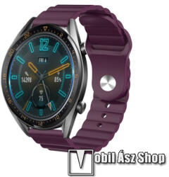  Okosóra loop szilikon szíj - SÖTÉTLILA - 109mm+95mm hosszú, 22mm széles, 160-220mm csuklóméretig ajánlott - SAMSUNG Galaxy Watch 46mm / Watch GT2 46mm / Watch GT 2e / Gear S3 Frontier / Honor MagicWat