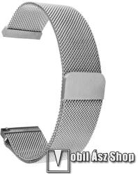 Okosóra milánói szíj - rozsdamentes acél, mágneses - EZÜST - 235mm hosszú, 18mm széles - Xiaomi Mi Watch (For China Market) / Fossil Gen 4 / HUAWEI TalkBand B5 / Garmin vivoactive 4S