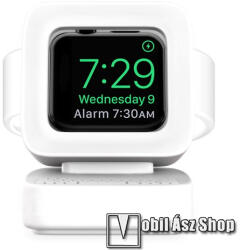  Okosóra asztali töltő állvány / dokkoló - szilikon, kábelelvezető, a töltő NEM TARTOZÉK! - MACINTOSH MINTA - FEHÉR - Apple Watch Series 1 / 2 / 3 / 4 / 5 / 6 / SE