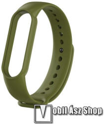 Okosóra szíj - KEKI ZÖLD - szilikon, 260mm hosszú, 135mm-től 235mm-es méretű csuklóig ajánlott - Xiaomi Mi Band 5 / Mi Band 6 / Mi Band 7 / Amazfit Band 5