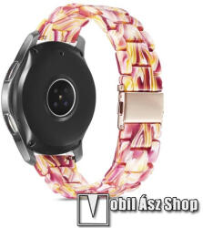 Okosóra műanyag szíj - RÓZSASZÍN / SÁRGA - csatos, 165mm hosszú, 22mm széles - SAMSUNG Galaxy Watch 46mm / Watch GT2 46mm / Watch GT 2e / Galaxy Watch3 45mm / Honor MagicWatch 2 46mm