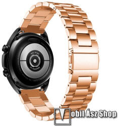 Fém okosóra szíj - ROSE GOLD - rozsdamentes acél, csatos, 184mm hosszú, 22mm széles, 135-235mm-es méretű csuklóig ajánlott - SAMSUNG Galaxy Watch 46mm / Watch GT2 46mm / Watch GT 2e / Galaxy Watch3 45