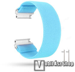  Okosóra szíj - szövet, sztreccses, 145mm hosszú, 22mm széles, 160mm-től 210mm-es méretű csuklóig ajánlott - VILÁGOSKÉK - SAMSUNG Galaxy Watch 46mm / Watch GT2 46mm / Watch GT 2e / Gear S3 Frontier / H