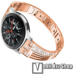  Okosóra szíj - PEZSGŐ - rozsdamentes acél, strasszkővel díszített, 180mm hosszú, 22mm széles - HUAWEI Watch GT / SAMSUNG Gear S2 (SM-R720) / HUAWEI Watch GT 2 46mm