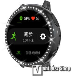 Okosóra műanyag védő tok / keret - FEKETE - Strassz kővel díszített - SAMSUNG Galaxy Watch Active2 40mm