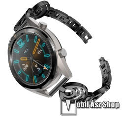Okosóra szíj - FEKETE - rozsdamentes acél, strassz köves, 22mm széles - HUAWEI Watch GT / HUAWEI Watch Magic / Watch GT 2 46mm / Honor MagicWatch 2 46mm - mobilasz - 7 299 Ft