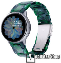 Okosóra műanyag szíj - FEKETE / ZÖLD - pillangó csat - 165mm hosszú, 20mm széles, 145-200mm-es méretű csuklóig ajánlott - SAMSUNG Galaxy Watch 42mm / Amazfit GTS / Galaxy Watch3 41mm / HUAWEI Watch GT
