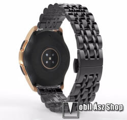 Fém okosóra szíj - FEKETE - rozsdamentes acél, speciális pillangó csatos, 20mm széles, 195mm hosszú - SAMSUNG Galaxy Watch 42mm / Xiaomi Amazfit GTS / SAMSUNG Gear S2 / HUAWEI Watch GT 2 42mm / Galaxy