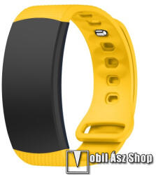  Okosóra szíj - CITROMSÁRGA - szilikon, L-es méret, 90mm+123mm hosszú, 150mm-től 213mm-es méretű csuklóig ajánlott - SAMSUNG Gear Fit 2 SM-R360 / Samsung Gear Fit 2 Pro SM-R365