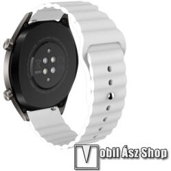  Okosóra loop szilikon szíj - FEHÉR - 85mm+120mm hosszú, 22mm széles - SAMSUNG Galaxy Watch 46mm / Watch GT2 46mm / Watch GT 2e / Gear S3 Frontier / Honor MagicWatch 2 46mm