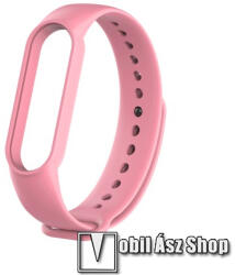 Okosóra szíj - RÓZSASZÍN - szilikon, 260mm hosszú, 135mm-től 235mm-es méretű csuklóig ajánlott - Xiaomi Mi Band 5 / Mi Band 6 / Mi Band 7 / Amazfit Band 5