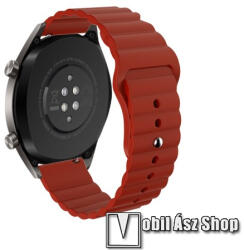 Okosóra loop szilikon szíj - BORDÓ - 85mm+120mm hosszú, 22mm széles - SAMSUNG Galaxy Watch 46mm / Watch GT2 46mm / Watch GT 2e / Gear S3 Frontier / Honor MagicWatch 2 46mm